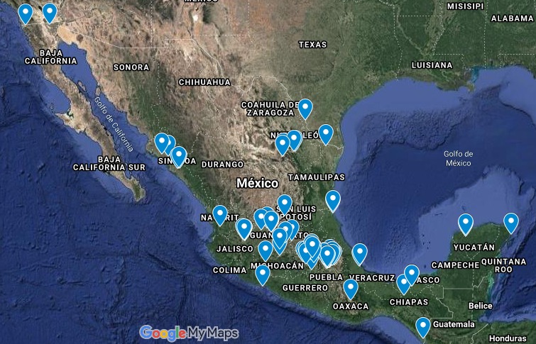 Mapa de clientes T-Bell Telecom en México